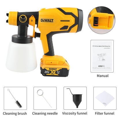DEWALT 800ML Electric Spray Gun–Cordless,18V Battery–Professional-Grade for Even Coats on Walls,Cabinets&DIY Craft Projects!