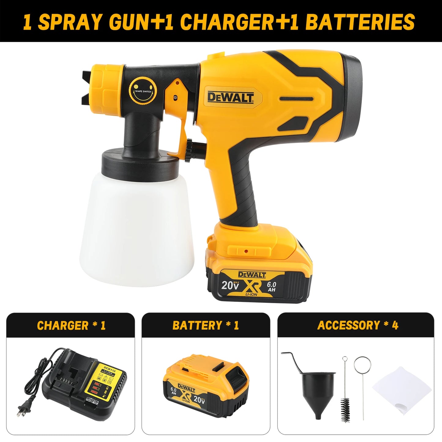 DEWALT 800ML Electric Spray Gun–Cordless,18V Battery–Professional-Grade for Even Coats on Walls,Cabinets&DIY Craft Projects!