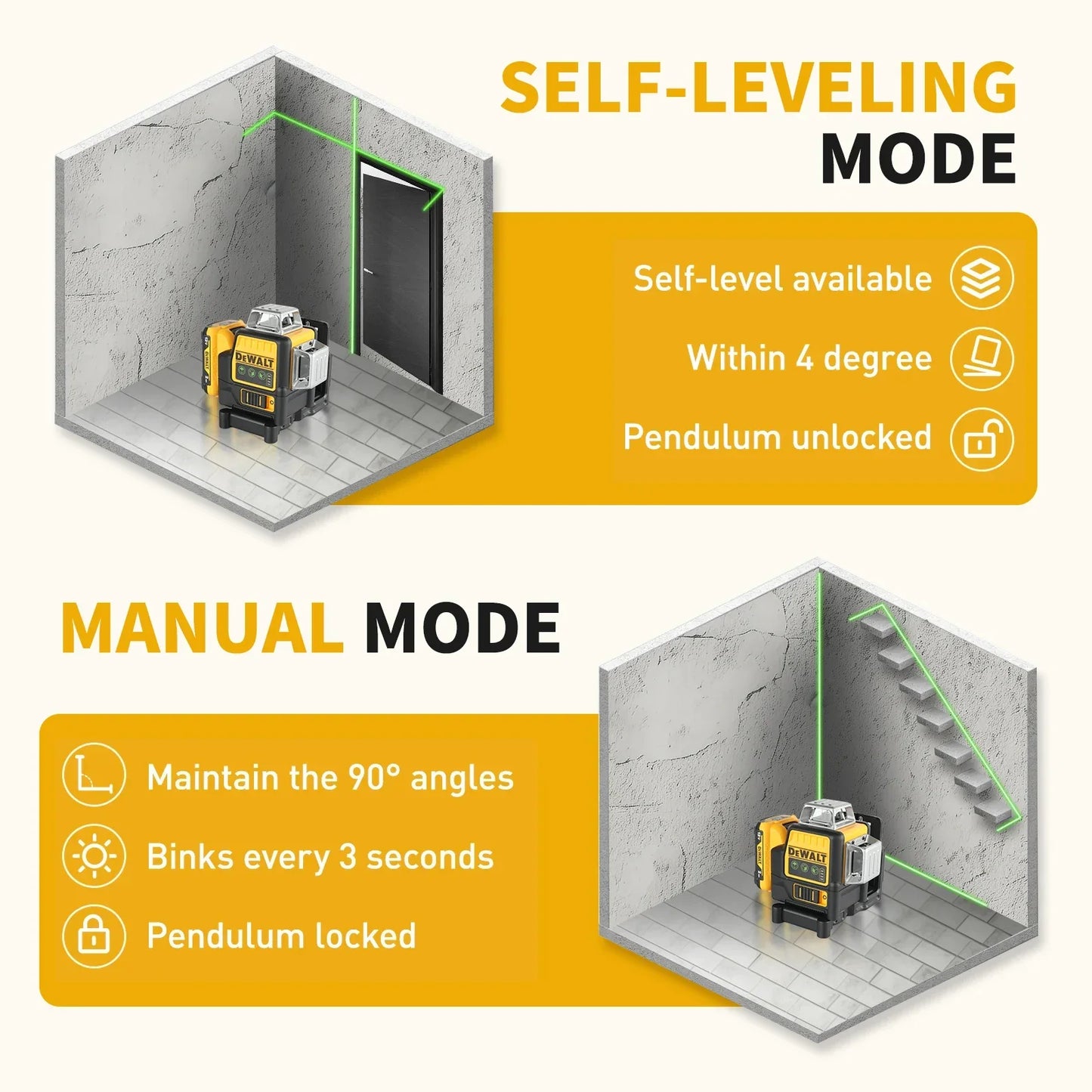 DeWalt laser level DW089LG laser 360 laser measuring tool construction laser Degree Professional Laser, Cordless/Rechargeable