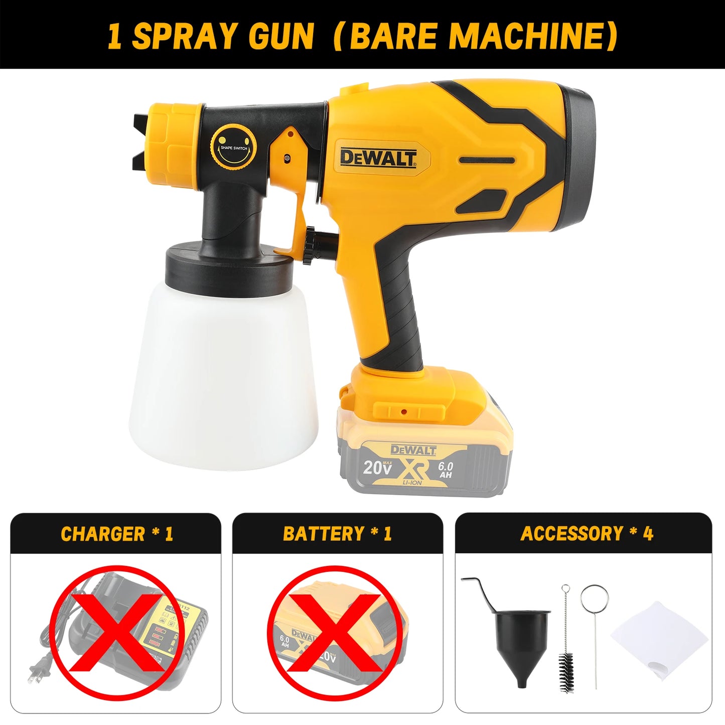 DEWALT 800ML Electric Spray Gun–Cordless,18V Battery–Professional-Grade for Even Coats on Walls,Cabinets&DIY Craft Projects!