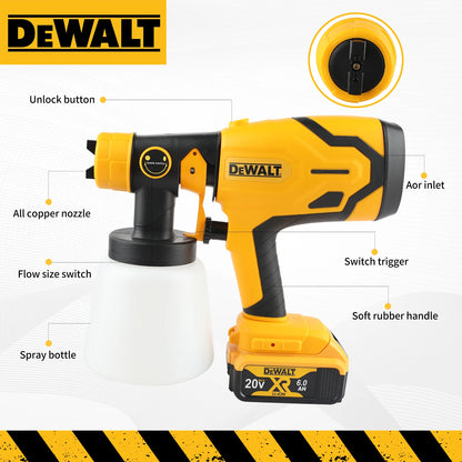 DEWALT 800ML Electric Spray Gun–Cordless,18V Battery–Professional-Grade for Even Coats on Walls,Cabinets&DIY Craft Projects!