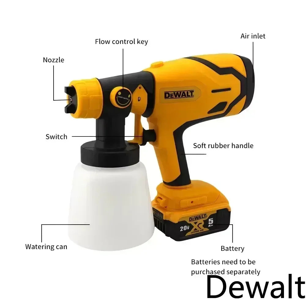 Dewalt 800ML Cordless Electric Spray Gun Portable Paint Sprayer High Power Auto Furniture Coating Airbrush For Dewalt Battery